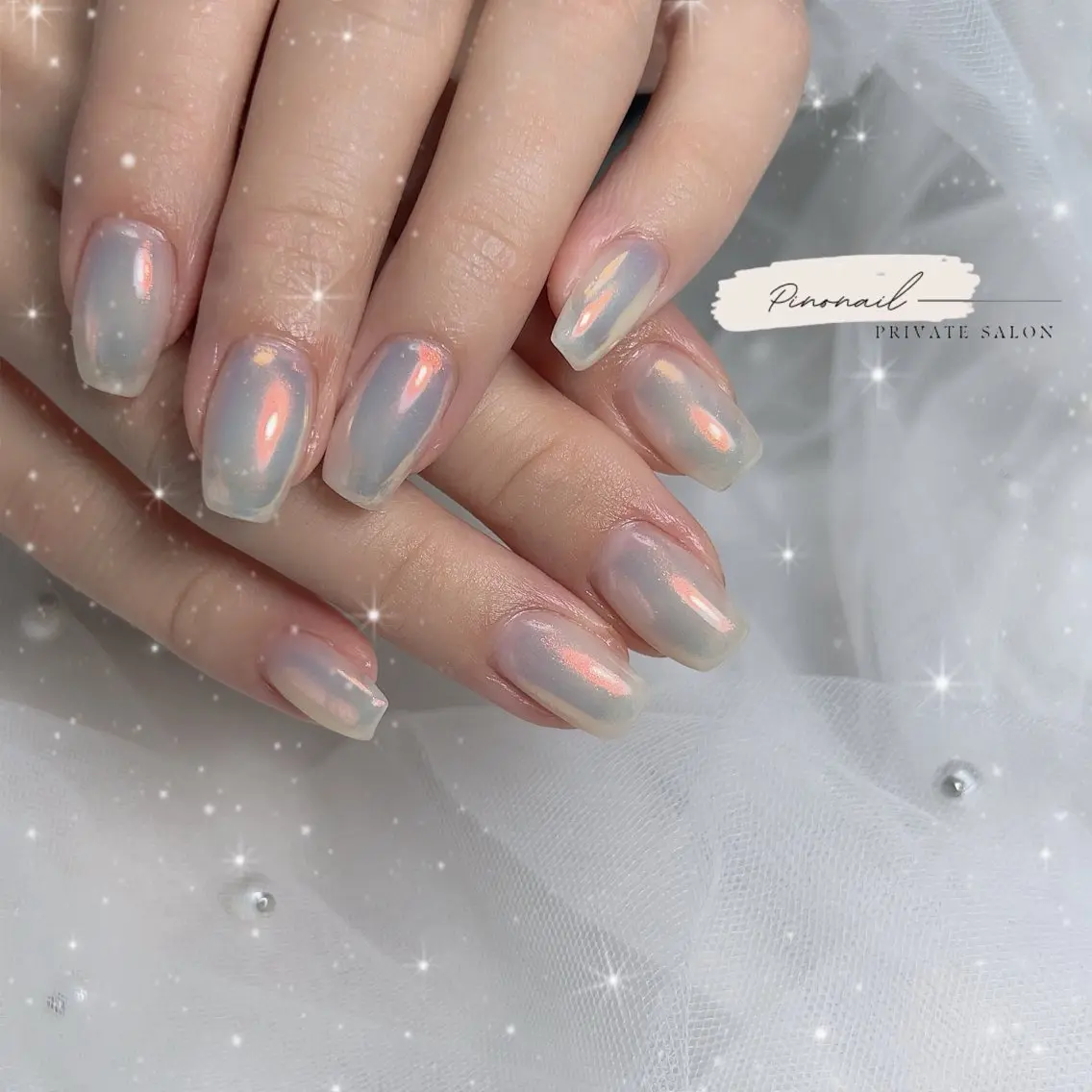 ネイル オーロラネイル ミラーネイル ハンドネイル Pino Nailのネイルデザイン