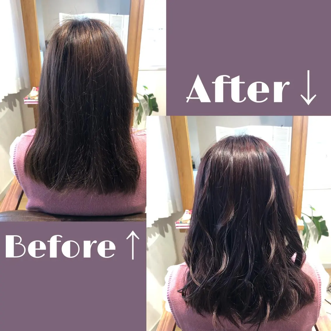 セミロング カラー ブリーチ ブリーチなしカラー ピンクカラー ピンクパープル パープルカラー なつき/艶ピンク/ girly hairのヘアスタイル
