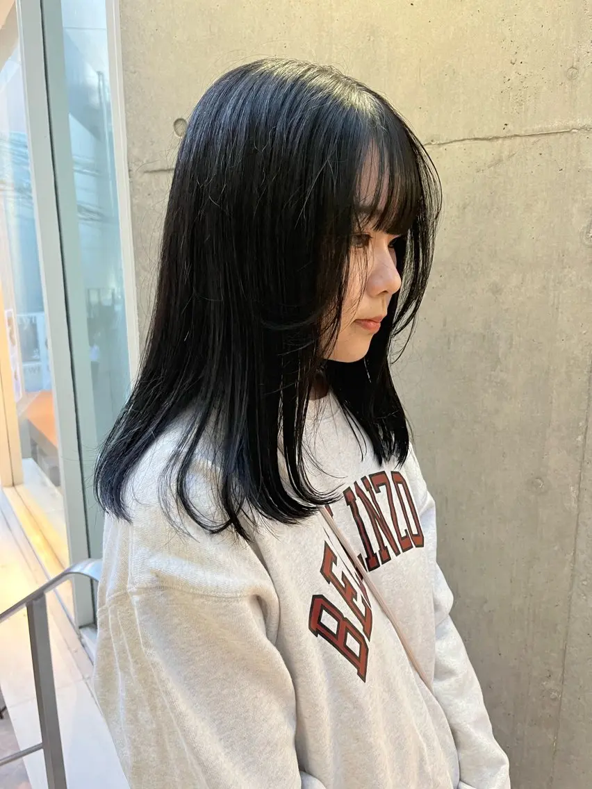 セミロング カラー 縮毛矯正ボブ&顔まわ レイヤー♡TOMOEのヘアスタイル