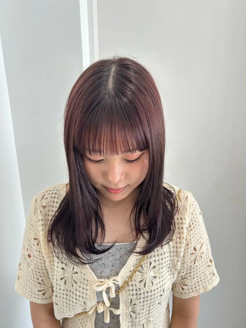 セミロング カラー 愛結 暖色カラー🎀🩰のヘアスタイル