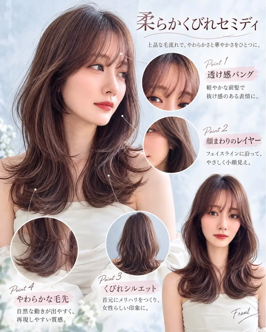 セミロング カット ヘアカラー トリートメント 似合わせ/顔まわり/ YURINAのヘアスタイル