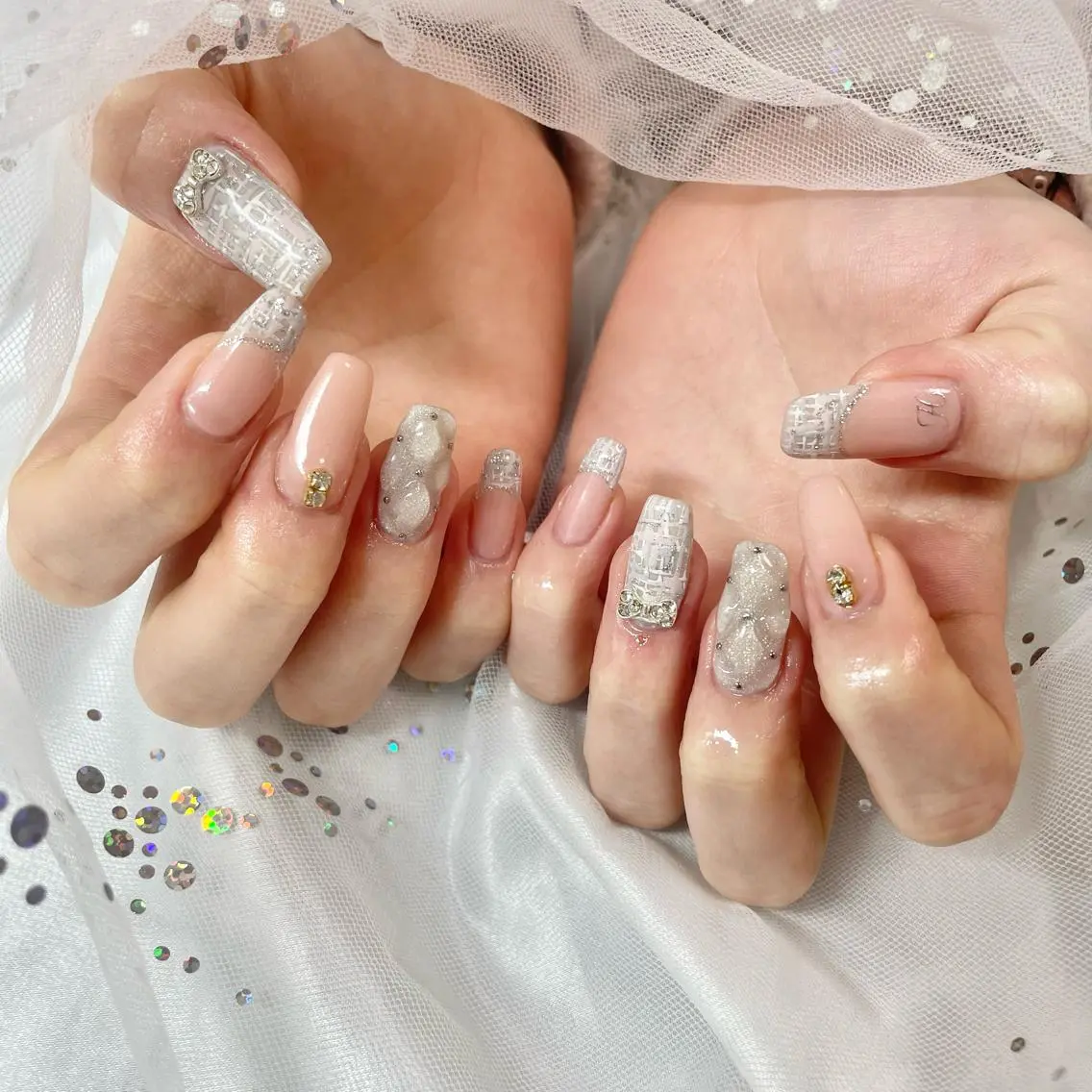 ネイル ツイードネイル ハンドネイル 🎀AYAKO 🎀中韓ネイルのネイルデザイン