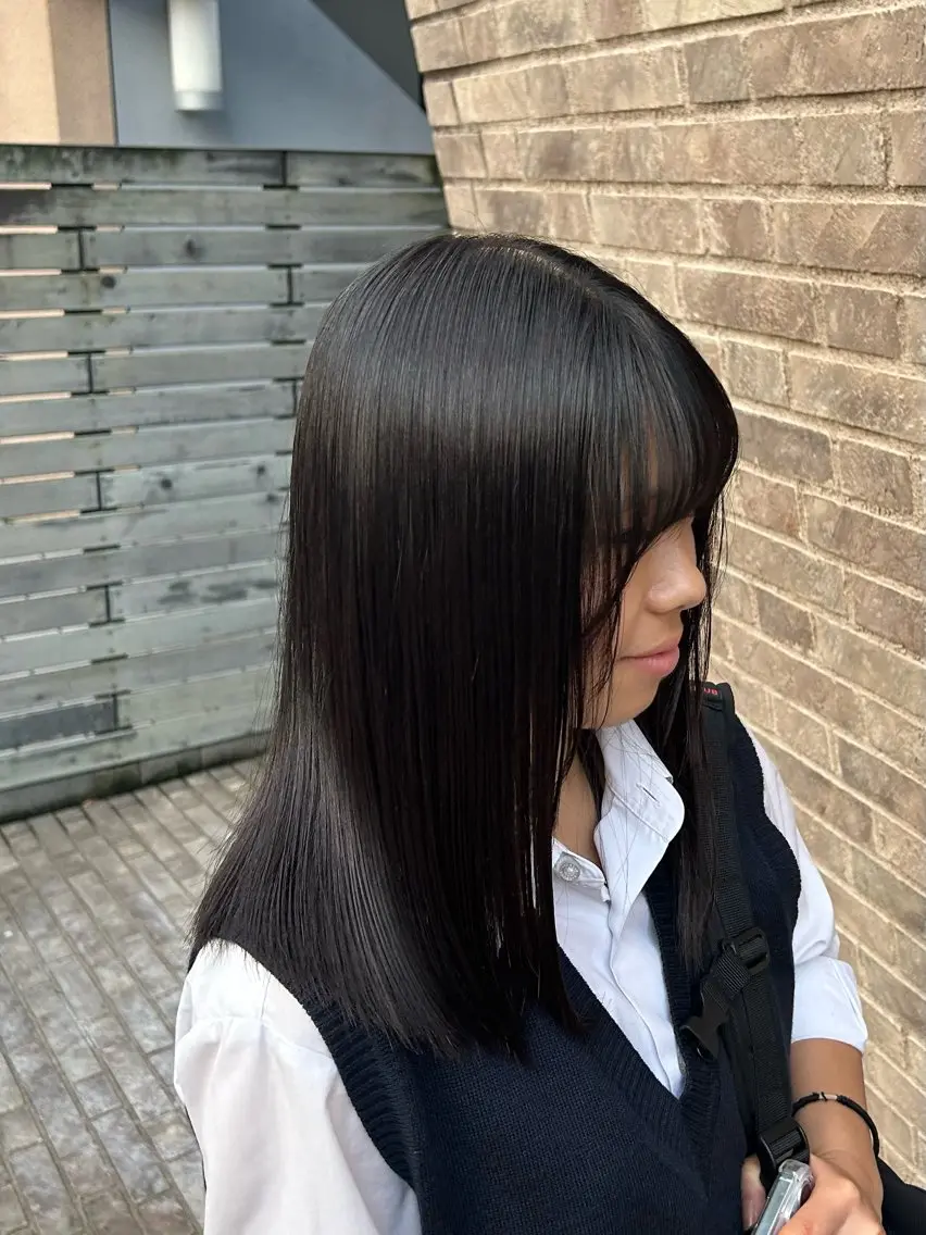 ミディアム 縮毛矯正 似合わせカット&艶 カラー🤍ヒナタ🤍のヘアスタイル