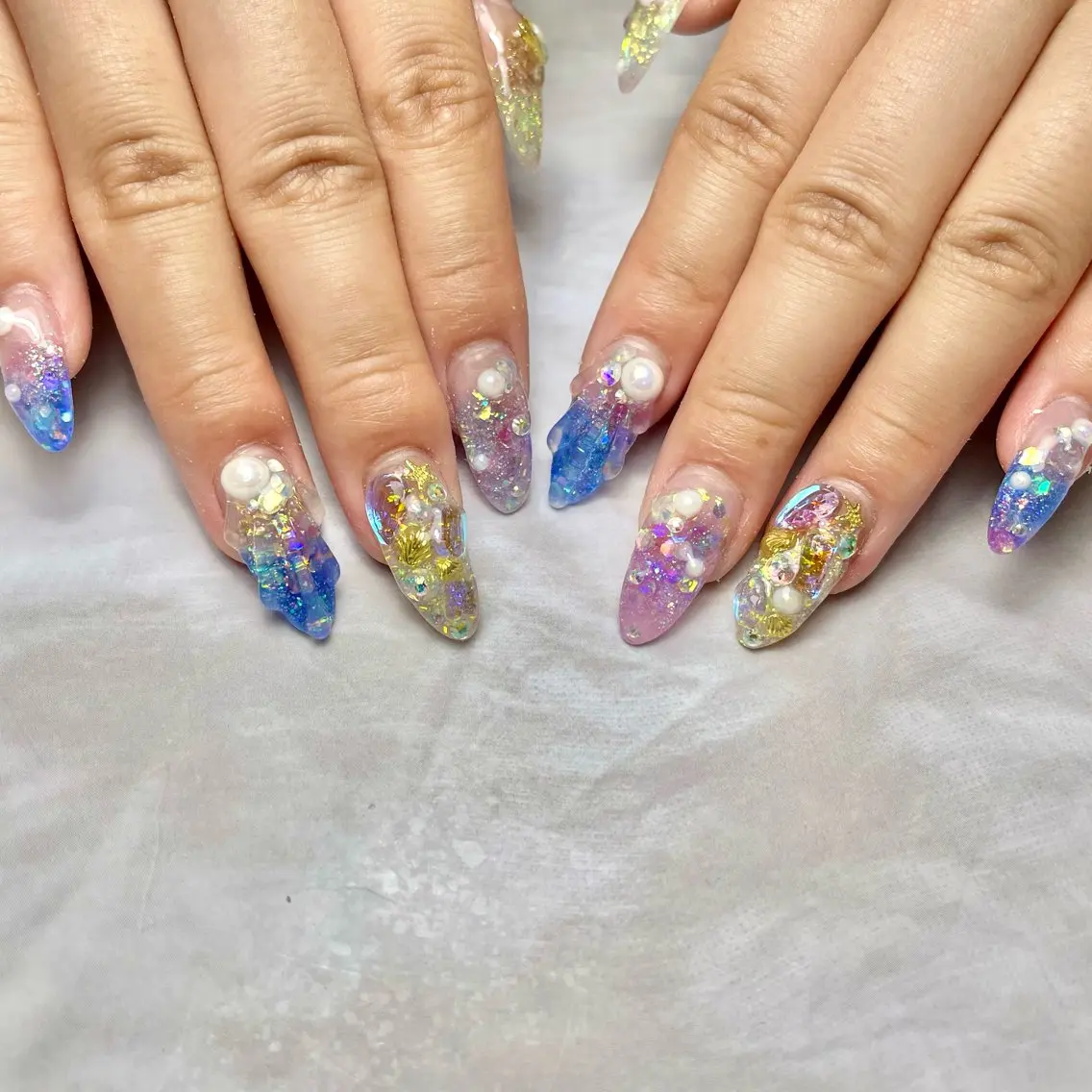 ネイル クリアネイル ラメ(グリッター) 持ち込み スカルプネイル ハンドネイル Reflection marikoのネイルデザイン