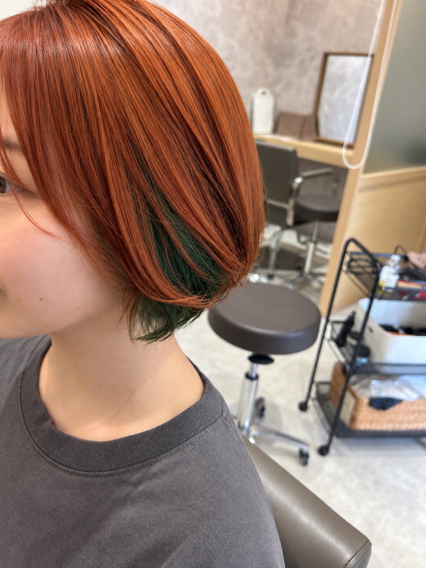 ミディアム カラー アディクシーカラー ブリーチ 透明感カラー ダブルカラー イヤリングカラー カット ヘアカラー トリートメント ヘッドスパ 久木原 ゆりのヘアスタイル