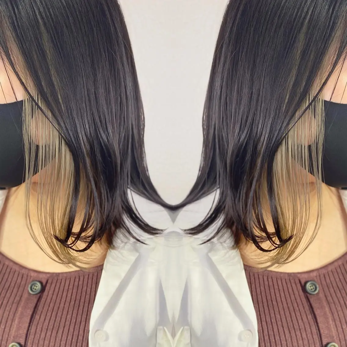ミディアム カラー ヘアアレンジ ベージュカラー ブリーチ インナーカラー 竹内啓太 ボブのヘアスタイル