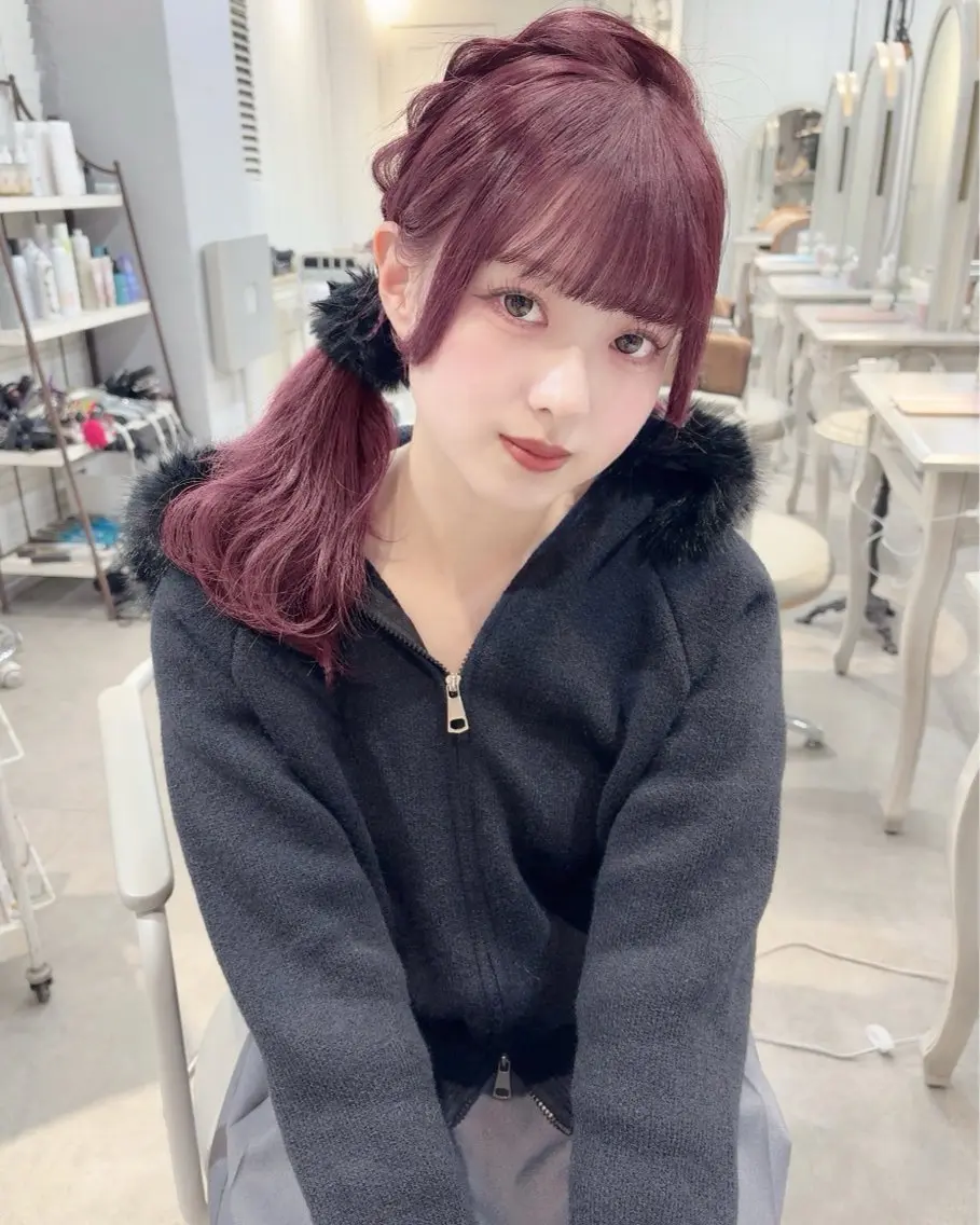 ロング カラー ヘアカラー 無料カットモデル💞 ピンク💞みどりのヘアスタイル