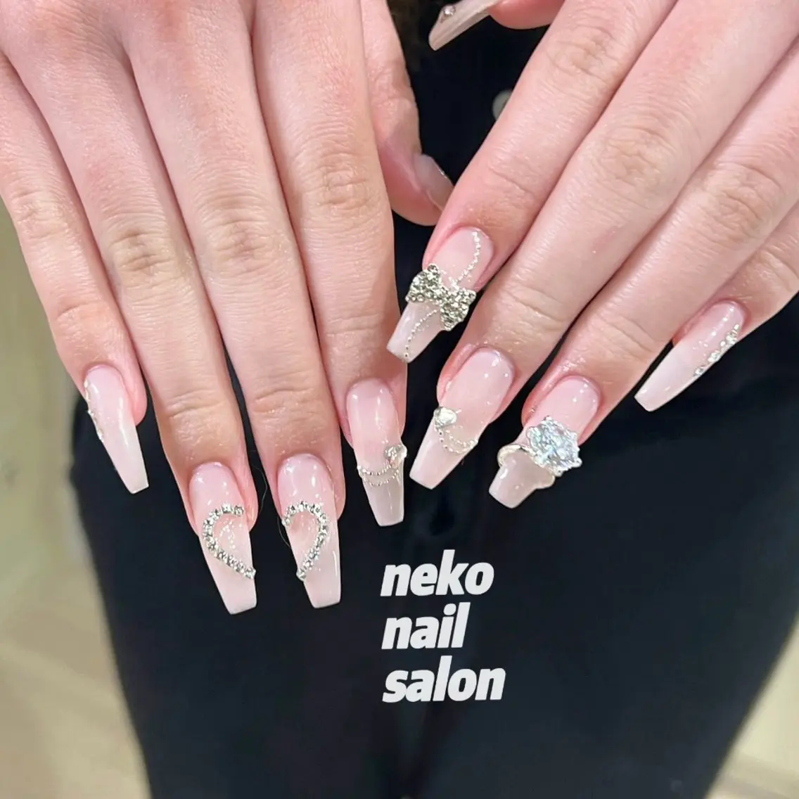 ネイル ロングネイル ワンホンネイル ハンドネイル neko nailのネイルデザイン