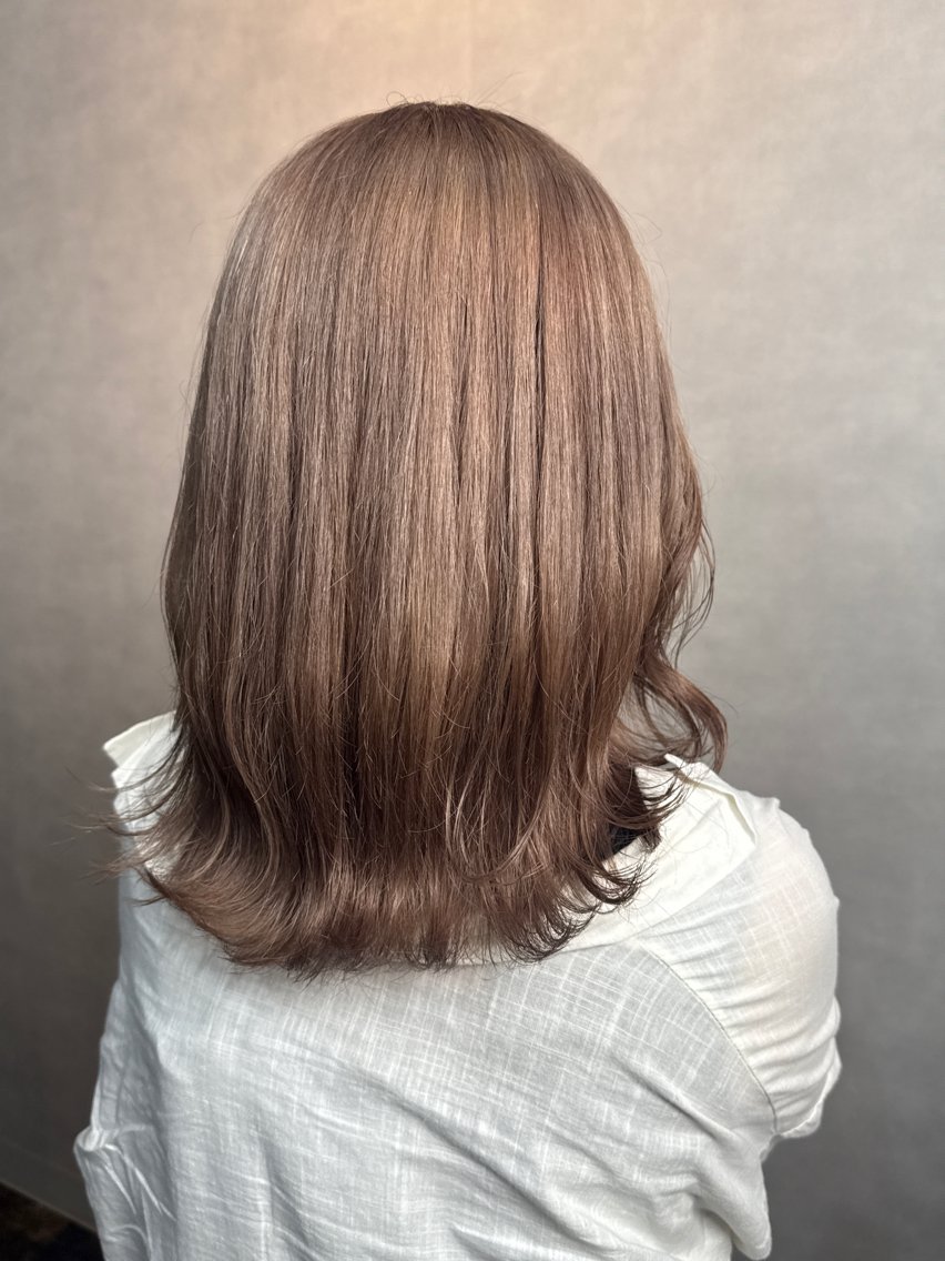 ミディアム カラー ヘアカラー トリートメント 透明感カラー/パーマ 🌀アオノのヘアスタイル