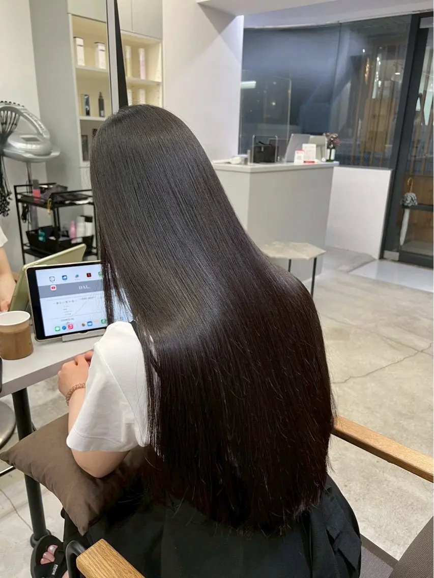 パーマ 縮毛矯正 絶対可愛い暖色カラー 🌷うる艶🌷結奈✨のヘアスタイル