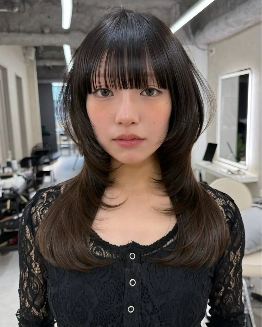 セミロング ハッシュカット レイヤーカット 小顔カット カット トリートメント レイヤー/縮毛矯正 /新宿/佐藤巧己✨のヘアスタイル