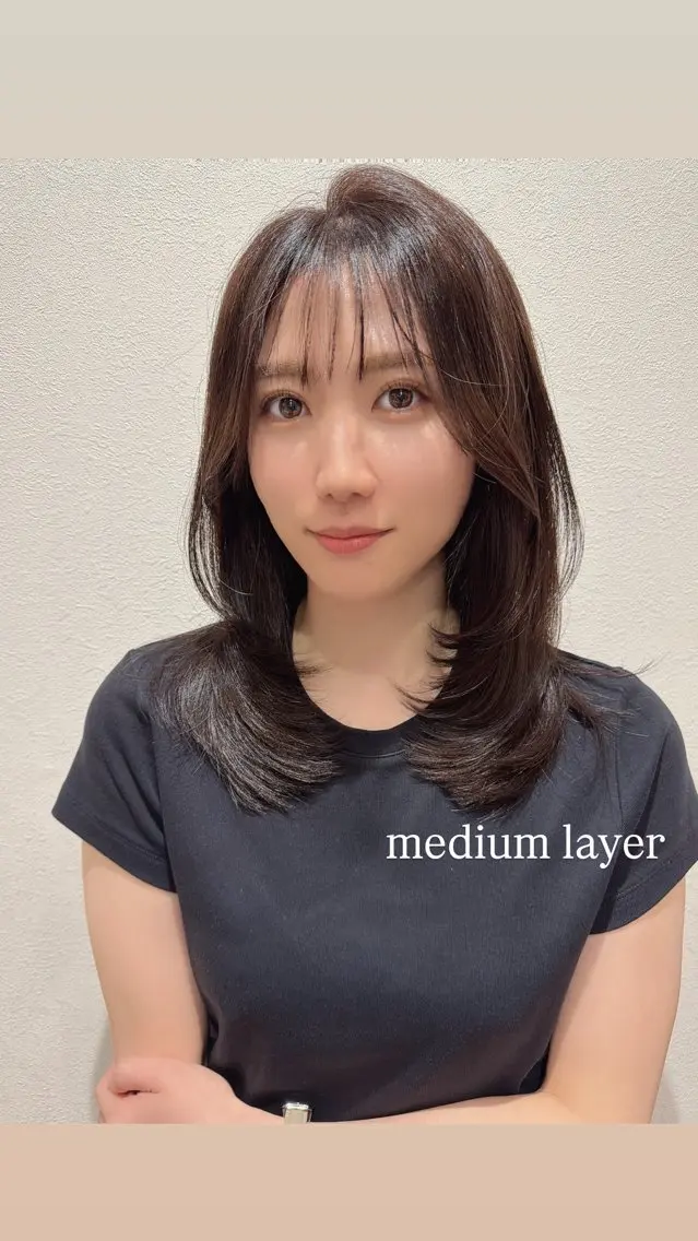 ミディアム ミディアムレイヤー レイヤーカット つくば 【Ciqi】 あくつのヘアスタイル