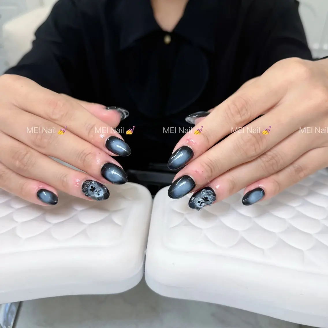 ネイル フレンチネイル キラキラネイル 韓国ネイル シンプルネイル ワンホンネイル ハンドネイル MEI Nailのネイルデザイン