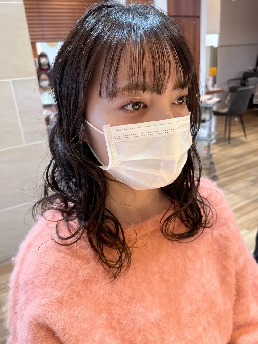 セミロング パーマ カット パーマ しみず さくら🌸のヘアスタイル