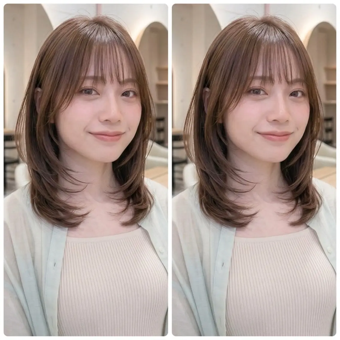 ミディアム レイヤーカット カット トリートメント 2ヵ月先までまとまる レイヤー🫧若葉🪞のヘアスタイル
