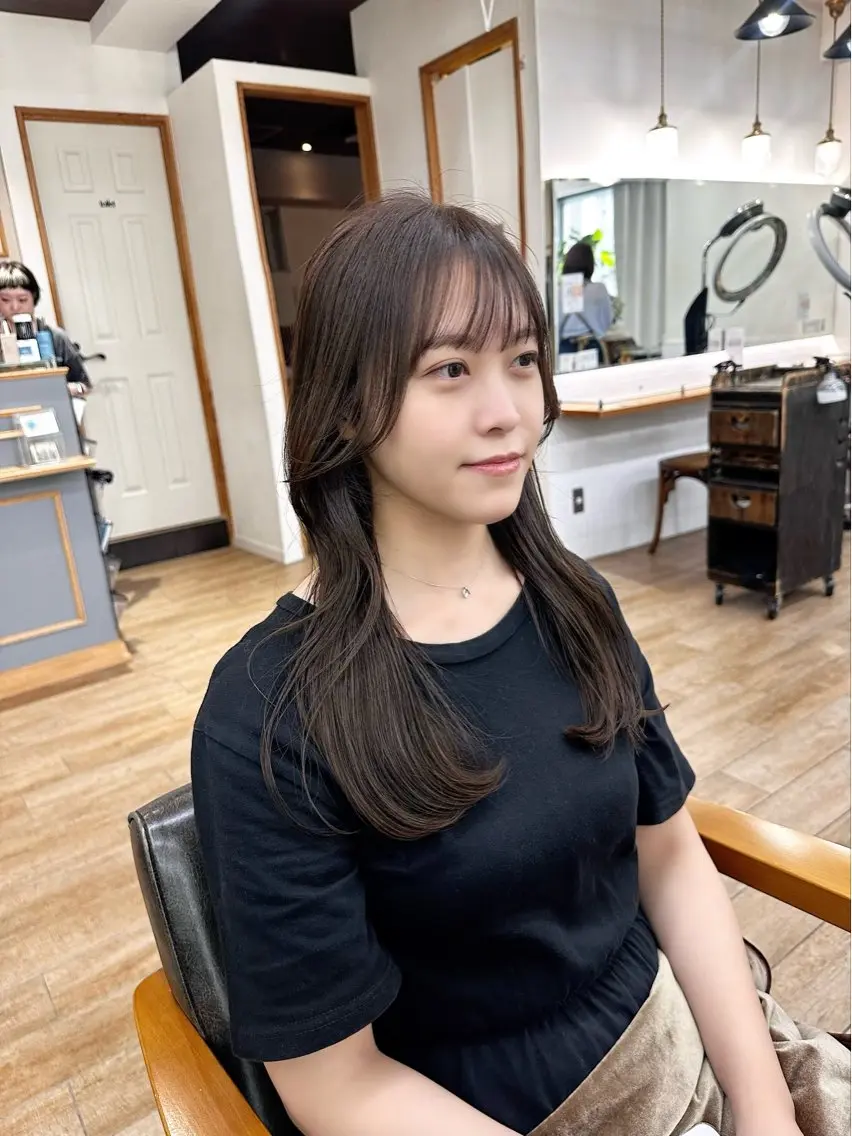 ロング カラー パーマ ヘアアレンジ メンズ キッズ レイヤーカット/ 巻ける縮毛矯正のヘアスタイル