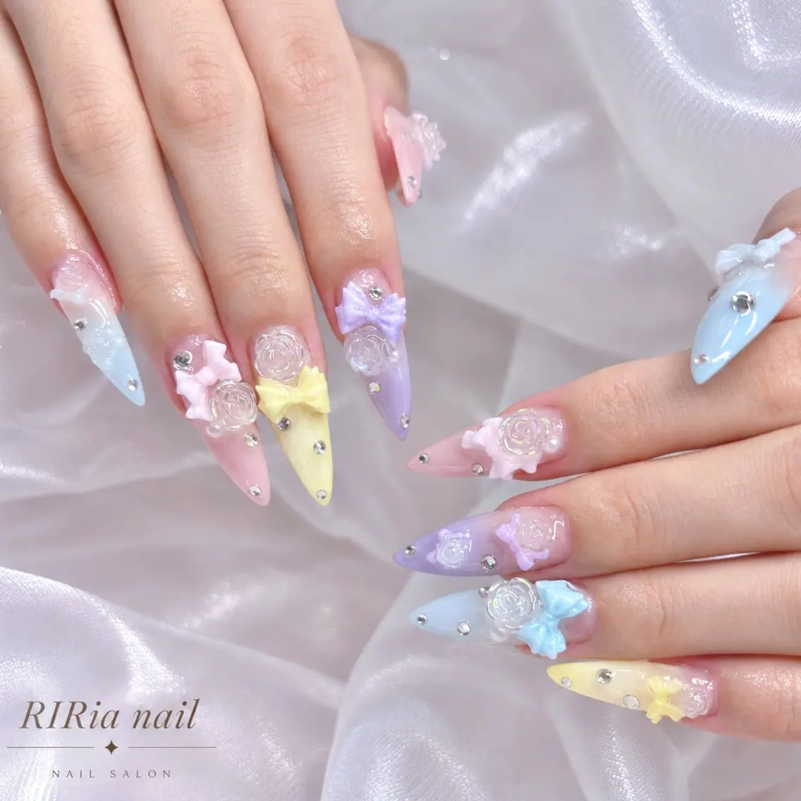 ネイル 韓国ネイル ぷっくりネイル リボン ハンドネイル 🎀RIRia nail🎀のネイルデザイン