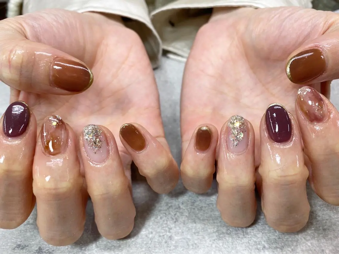 ネイル 大理石ネイル(マーブル) ニュアンスネイル ハンドネイル ハンドケア FASTNAIL PLUS 新宿店のネイルデザイン