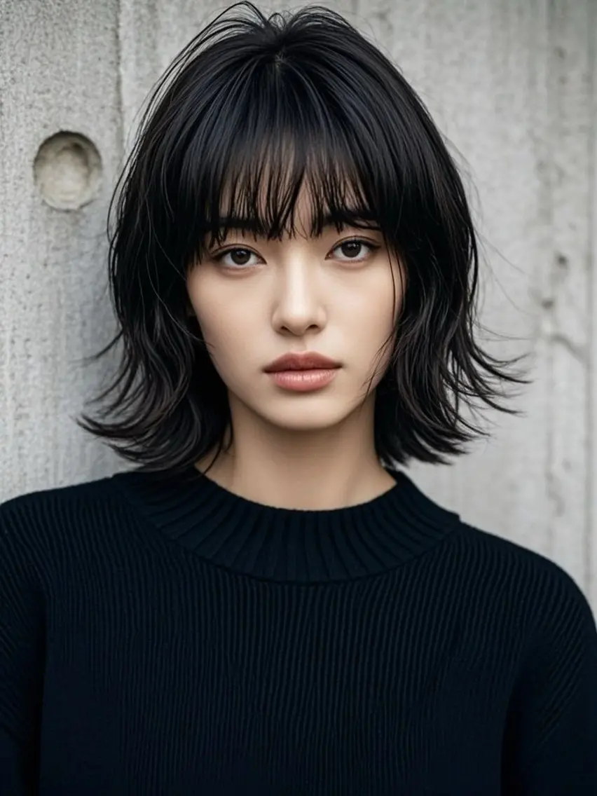 ミディアム ショートボブ ミディアムレイヤー ミディアムパーマ アッシュ ボブ カット ヘアカラー ウルフカット 811 大阪梅田 ウルフのヘアスタイル