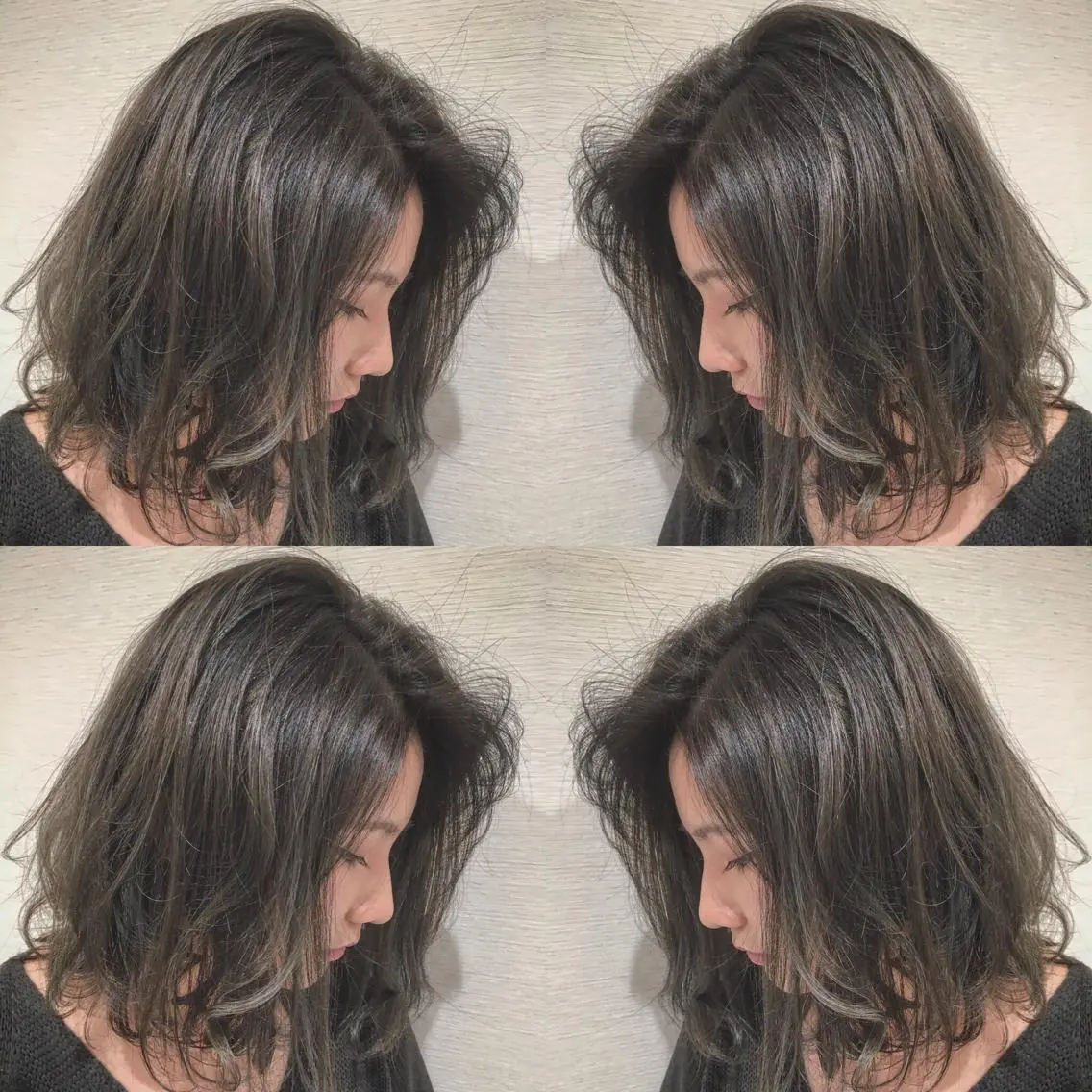 セミロング カラー ヘアアレンジ 白髪ぼかしハイライト 茗荷谷駅徒歩2分のヘアスタイル