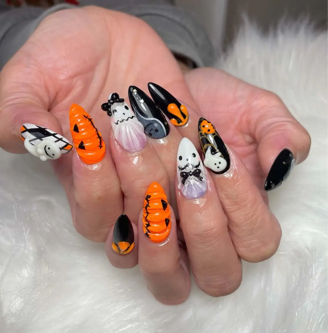 ネイル 長さ出し ハロウィン 韓国ネイル マグネットネイル ミラーネイル ハンドネイル Nail Salon An 渋谷店のネイルデザイン