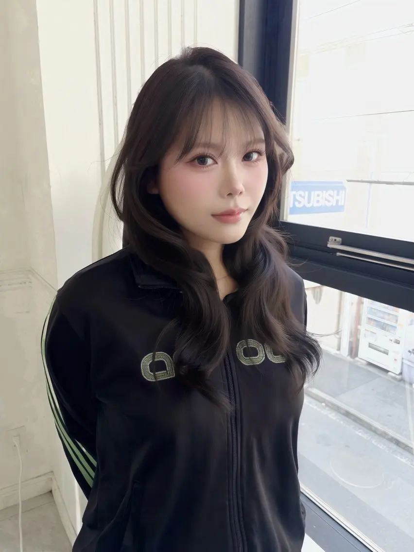 ロング カラー ロングレイヤー くびれヘア 韓国風ヘア レイヤーカット ロング カット ヘアカラー Maison HALU -かえでのヘアスタイル