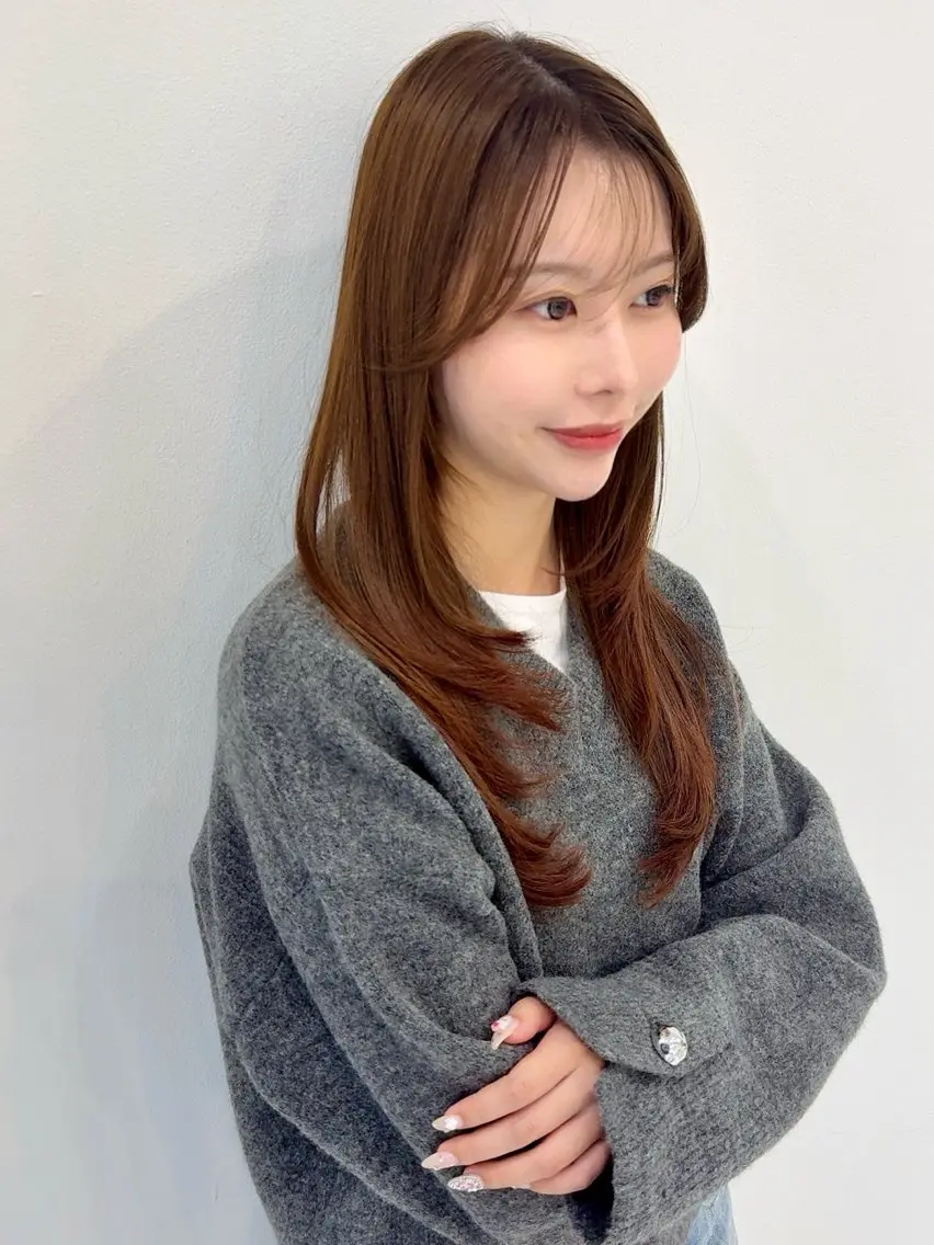 セミロング レイヤーカット カット ヘアカラー トリートメント 髪質改善× レイヤー/岡田大樹のヘアスタイル