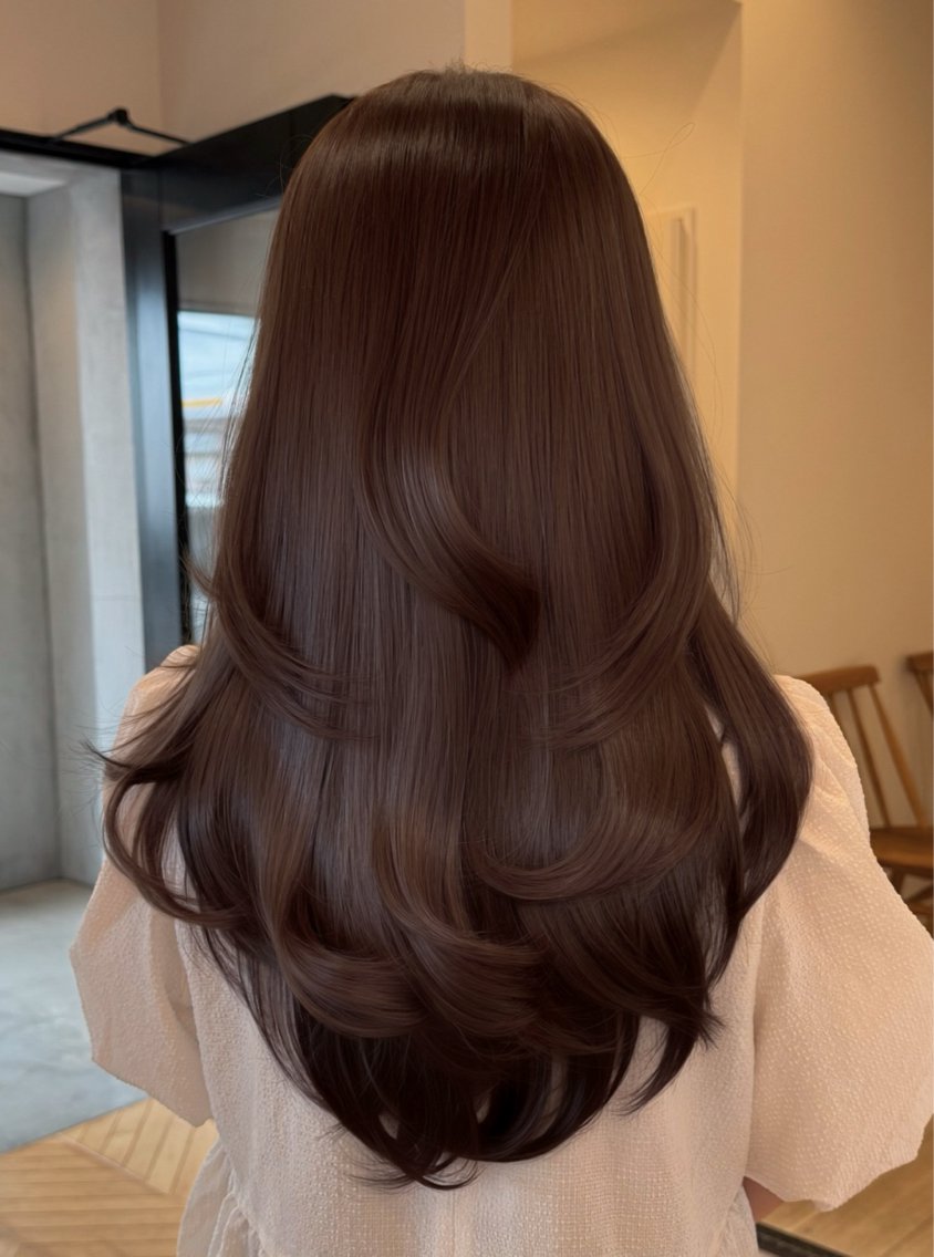 ロング カット ヘアカラー トリートメント ベージュカラー/長岡 レイヤーカット/コウのヘアスタイル