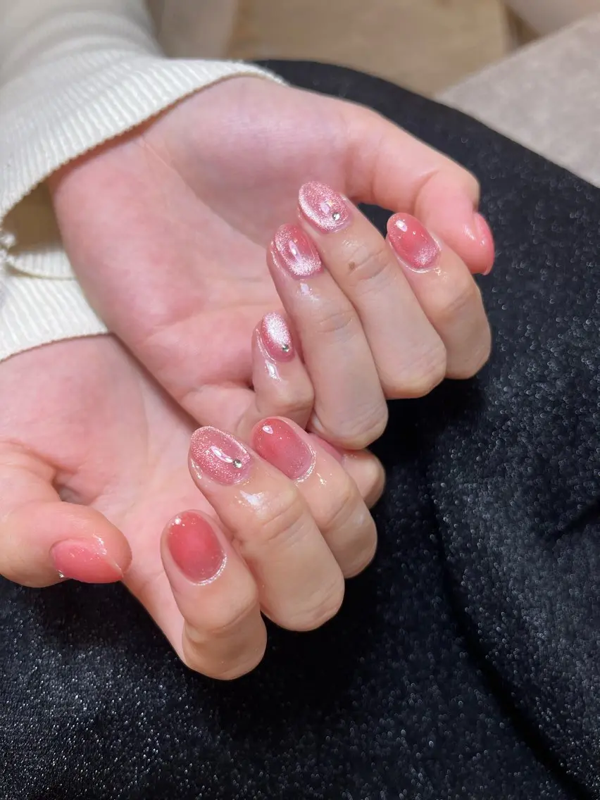 ネイル チークネイル フットネイル フレンチネイル ジェルネイル ガラスフレンチ ハンドネイル Nikoネイルサロン 上野店のネイルデザイン