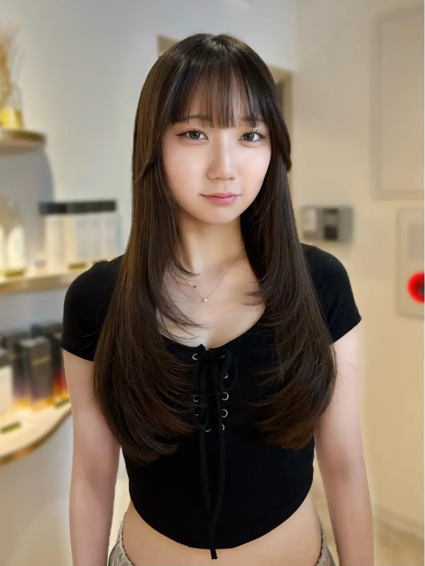 ロング カット ヘアカラー トリートメント Saho/グレージュ /オリーブ/艶カラーのヘアスタイル