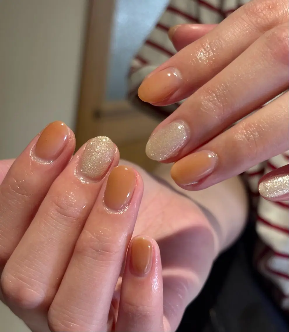 ネイル ゴールド オレンジ ハンドネイル SEIRA ˚₊✧Nailsのネイルデザイン
