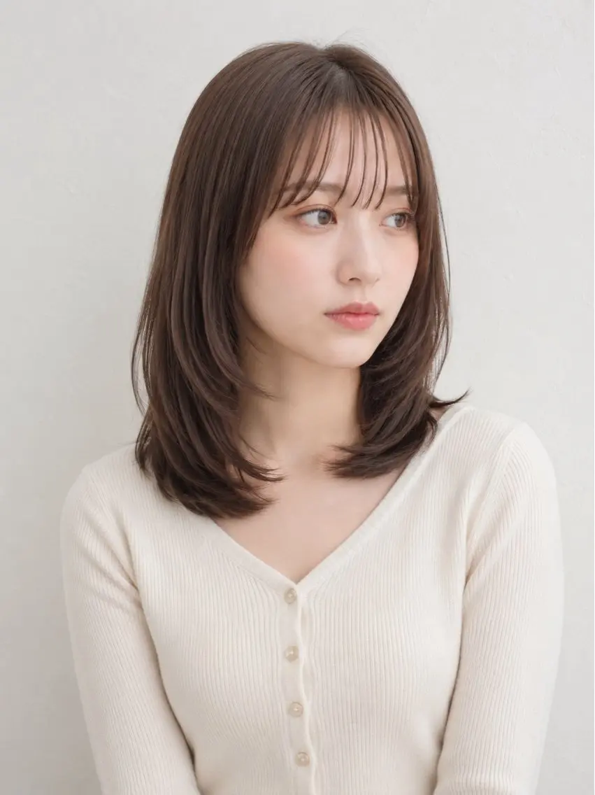 ミディアム ミディアムレイヤー 顔周りカット レイヤーカット カット トリートメント ヘッドスパ モテ🤍トレンドヘア /新宿/ワカナのヘアスタイル