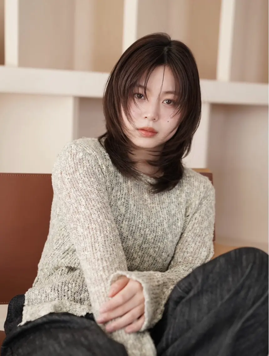 ミディアム カラー レイヤーカット カット ヘアカラー 透明感カラー/ レイヤーkotonoのヘアスタイル