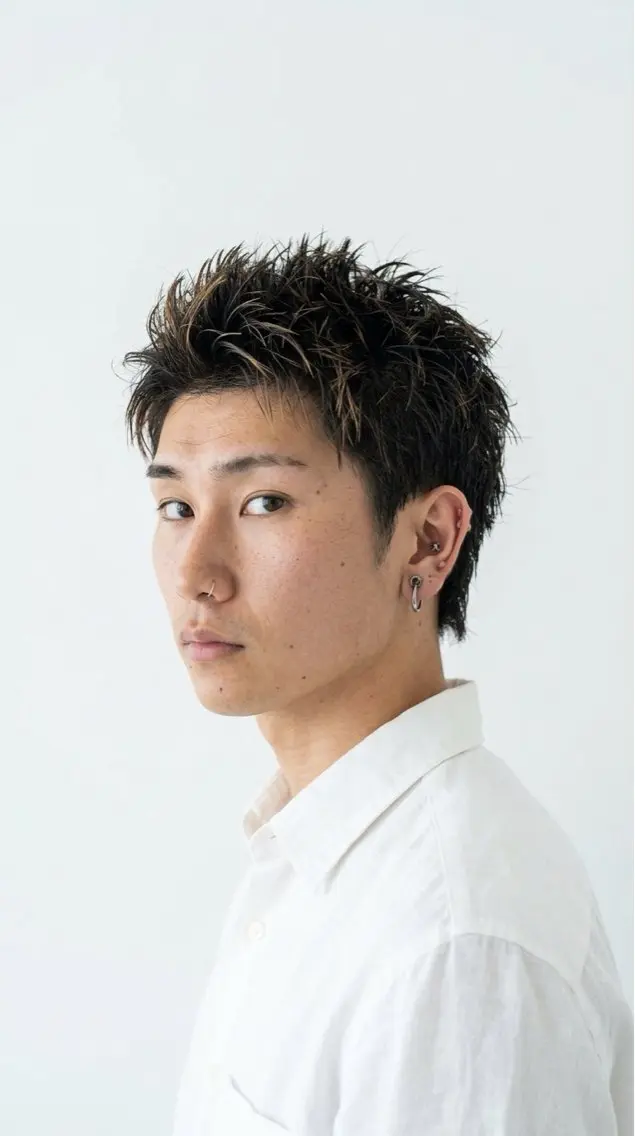 ショート メンズ メンズハイライト スパイキーショート ハイライト ショートヘア 心斎橋メンズサロン リベルテグリットのヘアスタイル