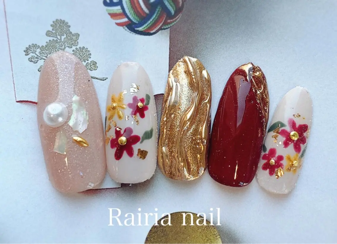 ネイル アートネイル ジェルネイル パラジェル 冬ネイル Rairia nail本八幡店のネイルデザイン