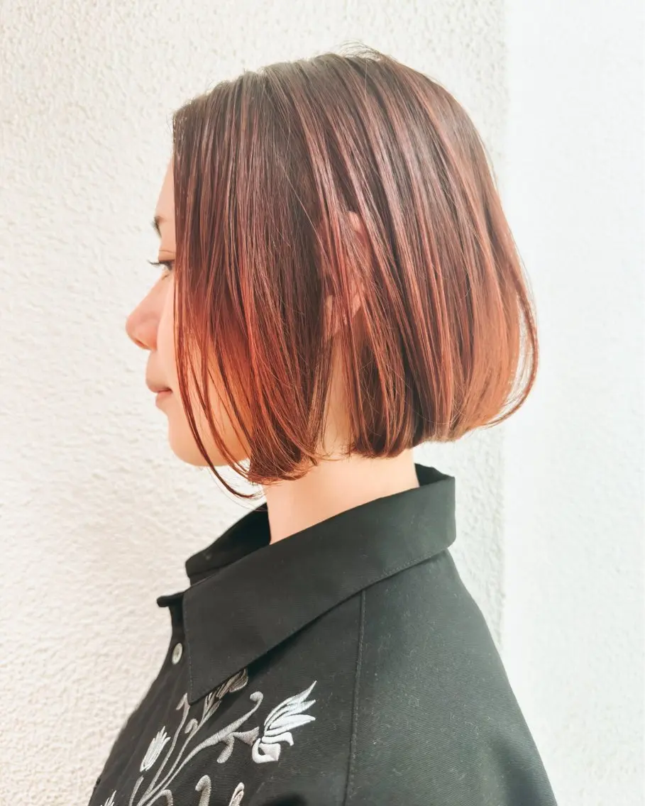 ショート カラー ブリーチ グラデーションカラー オレンジ カット ヘアカラー トリートメント 当日予約🆗✂︎ ウエモト タクのヘアスタイル