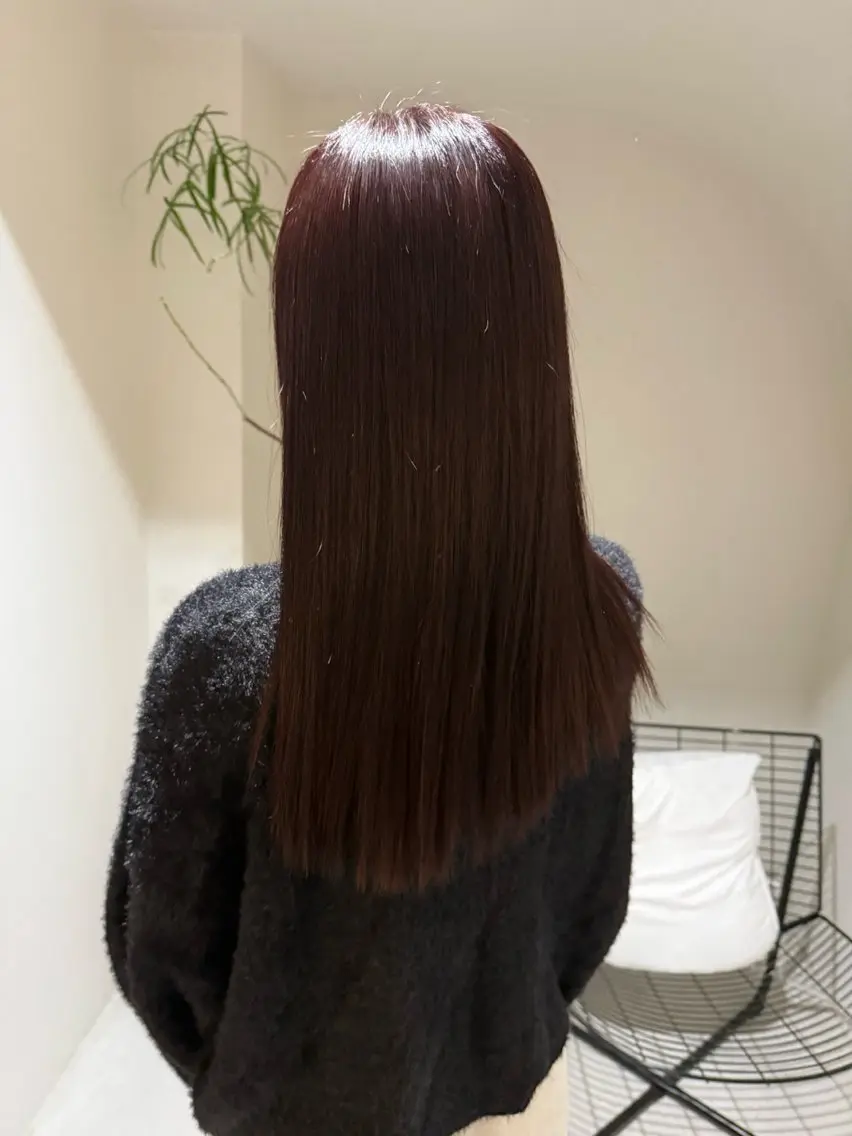 カラー ボルドーカラー 檜 果歩のヘアスタイル