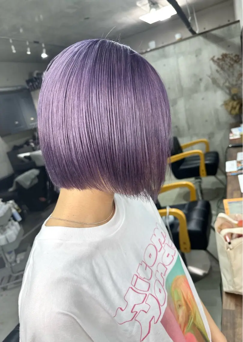 ショート カラー ラベンダーカラー ボブ 髪質改善 トリートメント ヘアカラー トリートメント かずくん🦩名古屋 ハイトーン/レイヤーのヘアスタイル