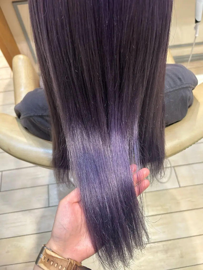 ロング カラー パープルカラー ヘアカラー たけだ ゆうほのヘアスタイル