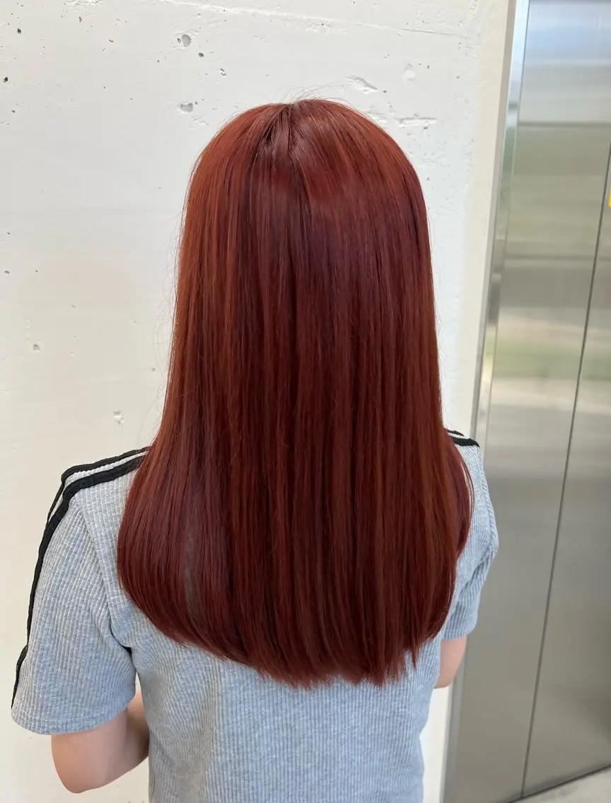 セミロング カラー ブリーチ ブラウンカラー ブリーチなしカラー レッドカラー レッドブラウン ヘアカラー 🌷︎あすか🌷 JILLSTUDIOのヘアスタイル
