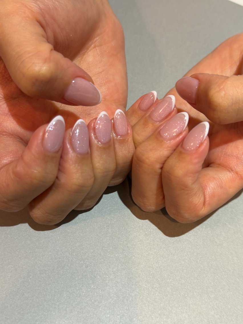 ネイル フレンチネイル ラメ(グリッター) ピンク toe /大人可愛いデザインのネイルデザイン