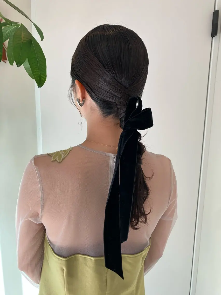 ヘアアレンジ ポニーテール 結婚式・ブライダル Hair&Make Nahoのマツエク・マツパデザイン