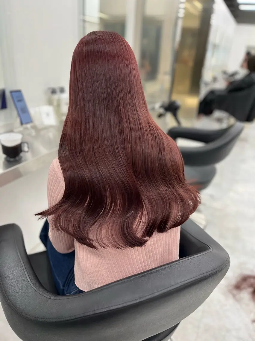 ロング カット ヘアカラー トリートメント ヘアセット 🍒韓国暖色ヘア NO.1🍒🪽のヘアスタイル
