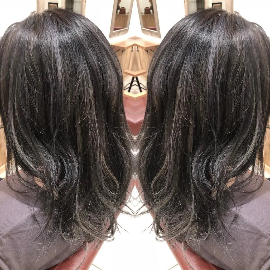 ロング カラー アッシュ ブルーカラー ブルーアッシュ M IIのヘアスタイル