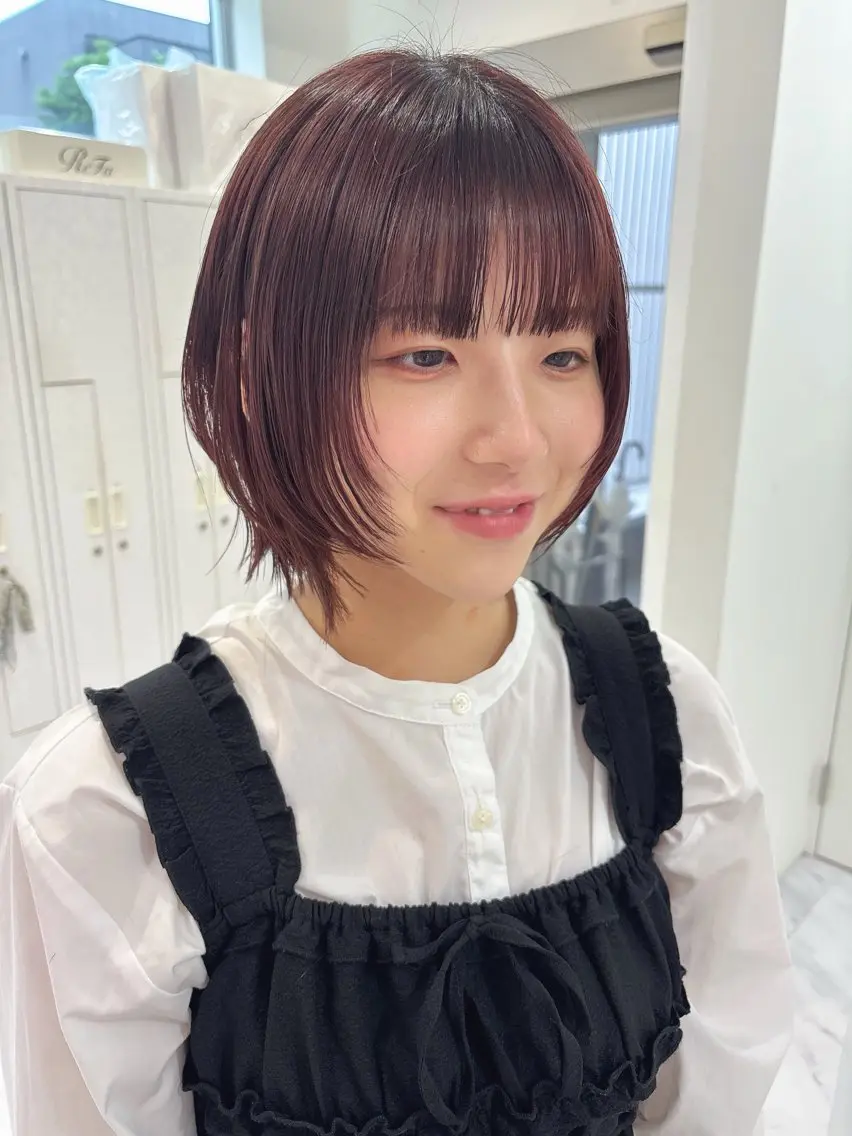 ショート カラー レッドカラー ウルフカット カット ヘアカラー トリートメント SAYAKA 🍒／ボブ／暖色のヘアスタイル
