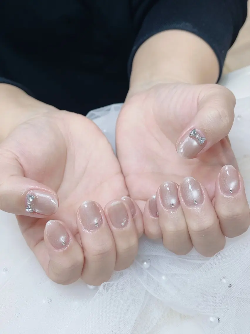 ネイル チークネイル フレンチネイル グラデーション 氷ネイル・うるうるネイル キラキラネイル ハンドネイル DUO MI nail salonのネイルデザイン