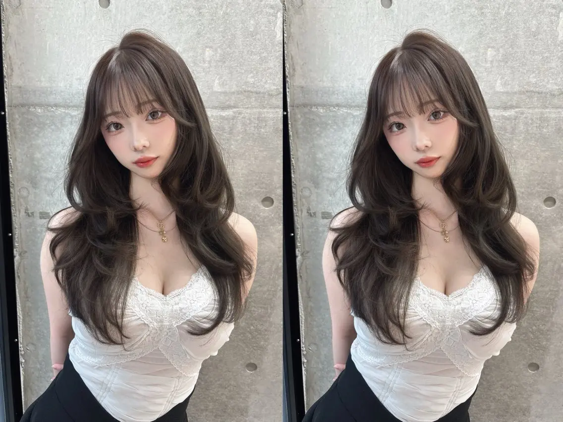 ロング カラー 透明感カラー くびれヘア 髪質改善 韓国風ヘア くびれレイヤー カット ヘアカラー 縮毛矯正 トリートメント ✨レイヤー/韓国 /✨ヘア山下　遥のヘアスタイル