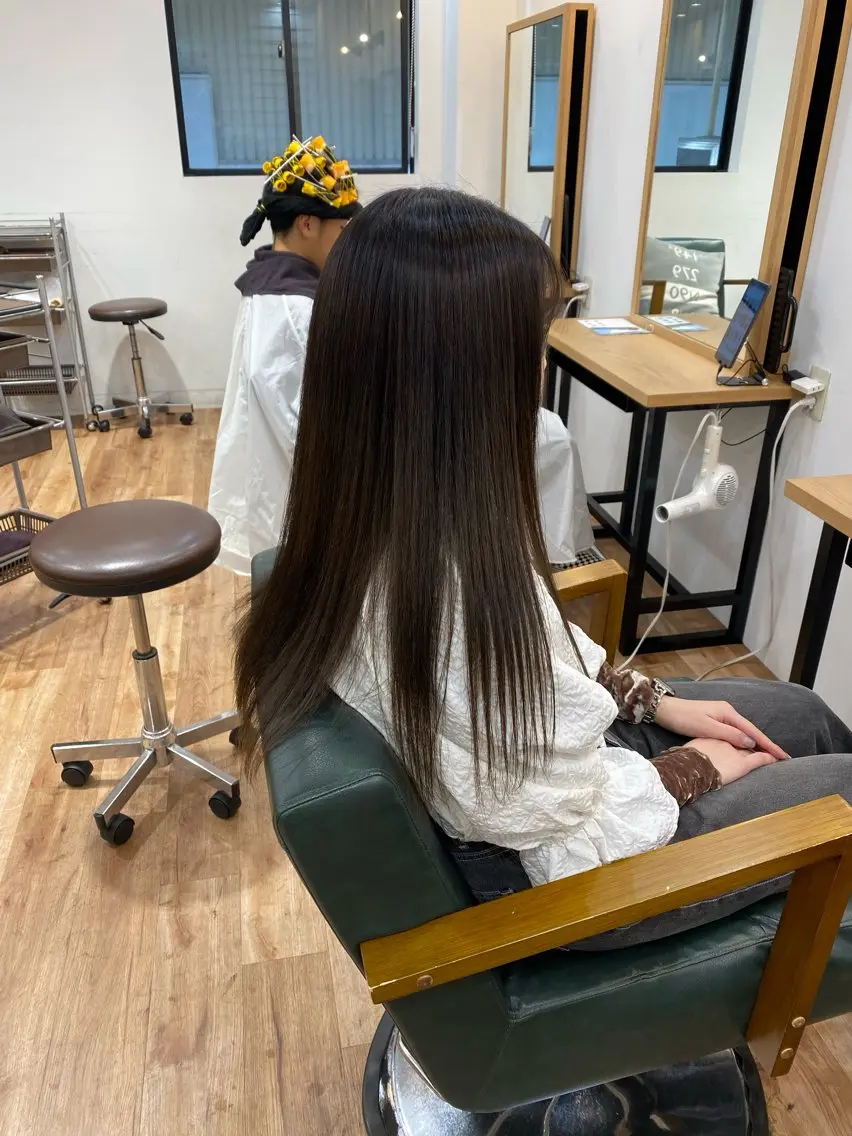 ロング パーマ 縮毛矯正 熊崎 未来のヘアスタイル