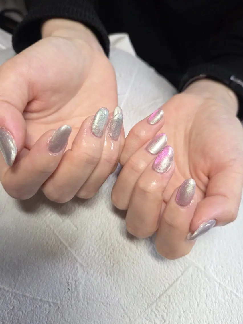 ネイル アートネイル ハート キラキラネイル マグネットネイル ビー玉ネイル ハンドネイル flure de neige yukiのネイルデザイン