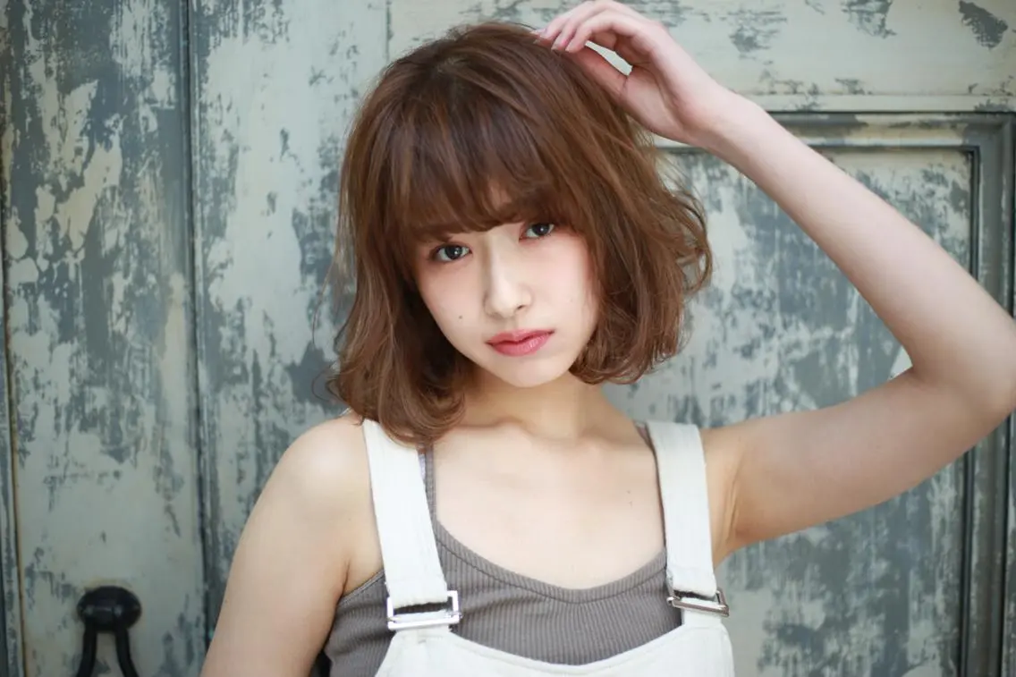 ミディアム ミディアムパーマ ボブ アンブレラカラー💫 フェイスフレーミングのヘアスタイル